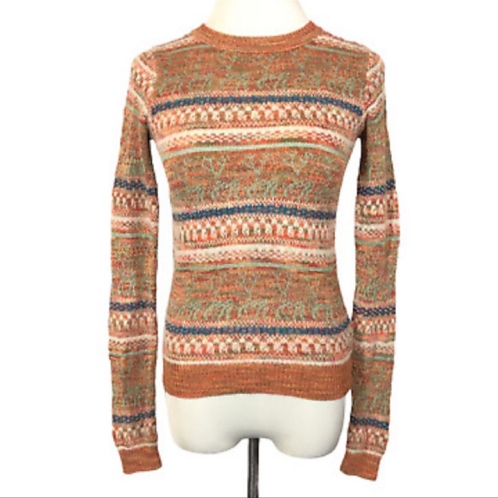 Anthropologie Sparrow Cotton Wool Fitted Striped Knit Sweater Size XS